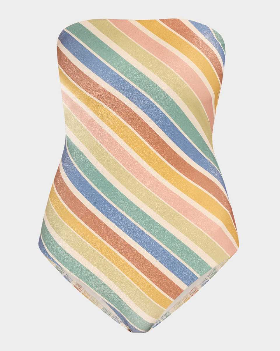 Everley Metallic Stripe One-Piece Swimsuit
